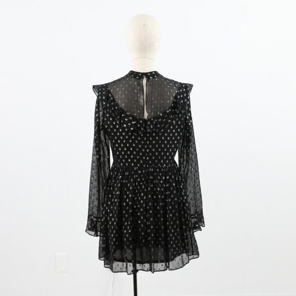 Robert Rodriguez 8 Silk Metallic Dot Mini Dress - Picture 6 of 11